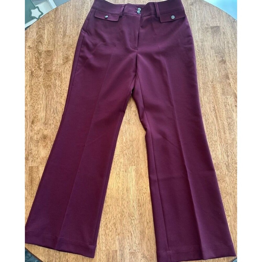 DKNY Burgundy Wine Straight Leg Dress Pants Size 8 Petite